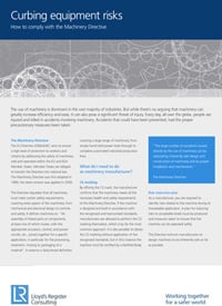 The use of machinery is dominant in the vast majority of industries. But while there’s no arguing that machinery can greatly increase efficiency and ease, it can also pose a significant threat of injury. Every day, all over the globe, people are injured and killed in accidents involving machinery. Accidents that could have been prevented, had the proper precautionary measures been taken.  In addressing this issue, the Machinery Directive sets out to ensure a common machinery safety level in EU member states and EEA countries.  This whitepaper looks at the measures required to conform to the directive and discusses the two recognised standards for handling functional safety of machinery.   To download your copy of our whitepaper ‘Curbing equipment risks; how to comply with the Machinery Directive’ please fill in the form below.